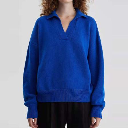 Damtröja Med V-ringad Långärmad Tröja