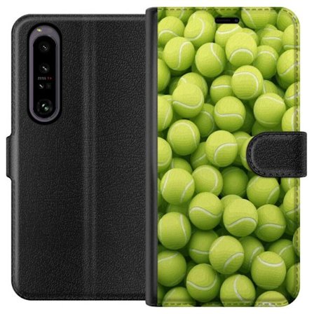 Kompatibelt Plånboksfodral till Sony Sony Xperia 1 IV Mönster av gröna tennisbollar i hög detalj, sportigt motiv med repetitionstextur och stark f