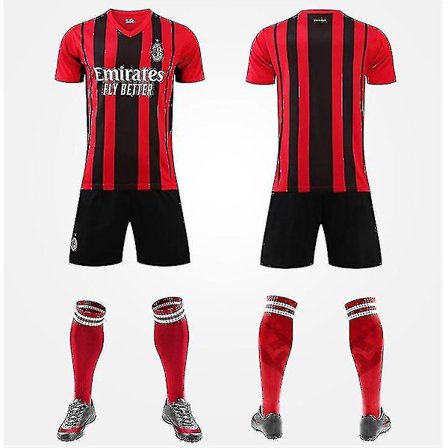 Ny 21/22 Hem Barn Fotballsett Strips Skjorte Fotballtrøye Treningsdrakt AC Milan Hjem IBRAHIMOVIC 11 y