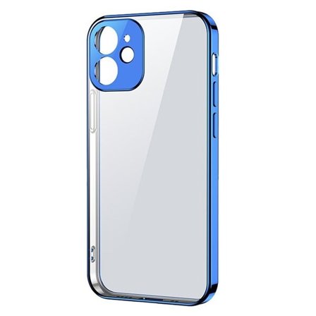 Joyroom New Beauty Series ultratyndt etui med galvaniseret ramme til iPhone 12 Pro mørkeblå