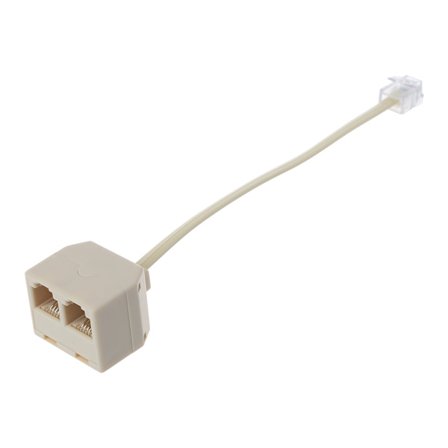 RJ11 hanstik til 2 hunadapter telefonledning Cat3 6P4C stik 1 til 2
