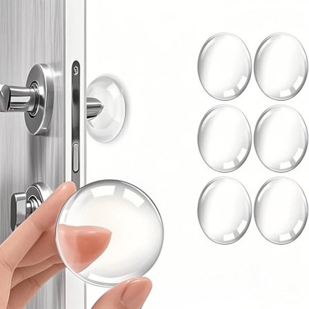 Dörrhandtag Väggskydd - Självhäftande Silikongummi Dörrstopp - Dörrhandtag Stötfångare Väggskydd för Hem eller Kontor 6 st
