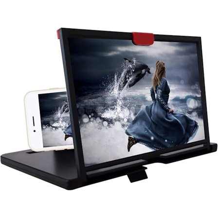 12" Telefon Skärmförstorare - Bärbar Fällbar Telefon Stativ 3D HD Mobiltelefon Förstorare Projektorskärm för Filmer, Videor