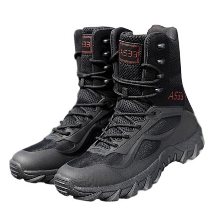 Män High Top Outdoor Shoe Rund Toe Military Tactical Boot Svart 46
