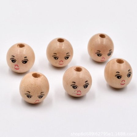 100 stk Træperler Hovedperler Runde ansigtsperler