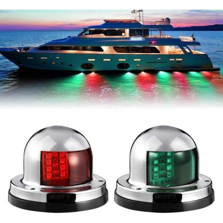 2 ST 12V Marine Boat Yacht Light LED Bog Navigationsljus Däcksfäste Röd Grön Sido Babord Styrbordsljus Segelsignalljus Nedsänkbar 8 LED för