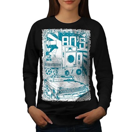 8s Music Car Vintage Women Blacksweatshirt | Wellcoda