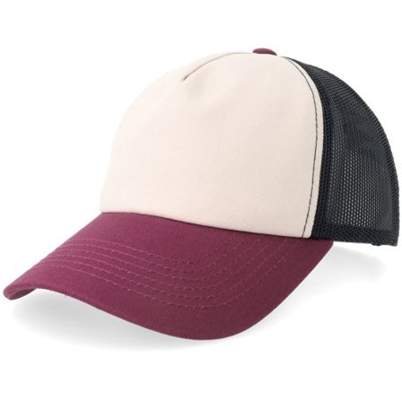 Equip - Beige trucker Keps - Beige/Black/Burgundy Canvas Low Profile Golfer A-Frame Trucker @ Hatstore