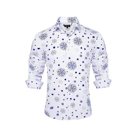 Juleskjorter for menn, skinnende jule-skjorter med knapper