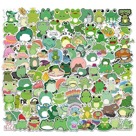 100 søde frø-doodle-klistermærker til personlig dekoration