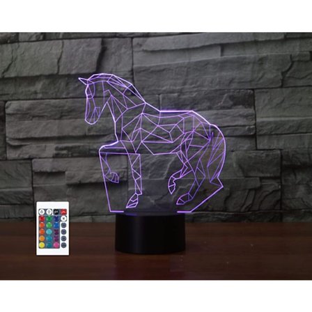3D Hest Fjernkontroll 16 Farger Nattelykter Illusions Akryl LED Bord Nattbord Lampe Barn Soverom Skrivebord Dekor Bursdag Jul Gaver Leke