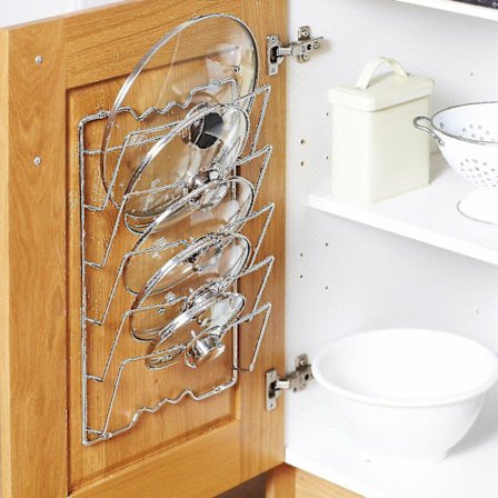 43x28cm 5 låg låg skab dør væg gryde pande låg opbevaring rack holder