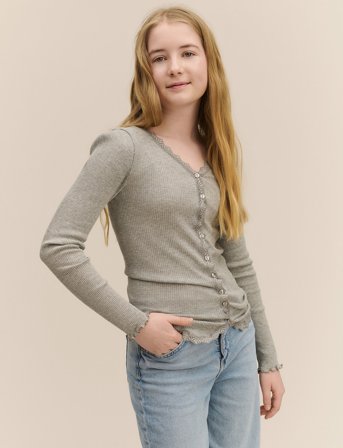 Rosemunde Kids Rkbalta Ls Regular Lace Cardigan - Grey - 140