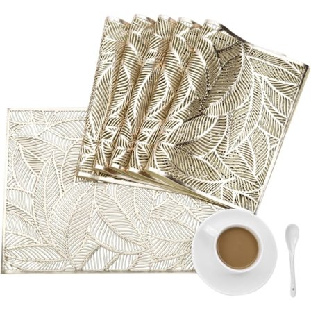 Sæt med 6 bordskånere 45x30 cm - guld, skridsikker vaskbar, designer