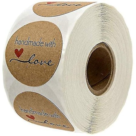 500 stk Kraft Håndlaget Med Kjærlighet Klistremerke Rull Dekor