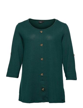Vlucca, 3/4, V-Neck Blouse Green Zizzi