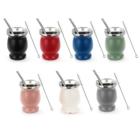 230 ml:n ruostumattomasta teräksestä valmistettu Yerba Mate -kuppi, kaksinkertainen Yerba Mate -kurpitsa, puhdistusharja ja lusikka, lämmöneristys 