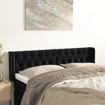 Vidaxl Huvudgavel Med Kanter Svart 163x16x78/88 Cm Sammet Svart