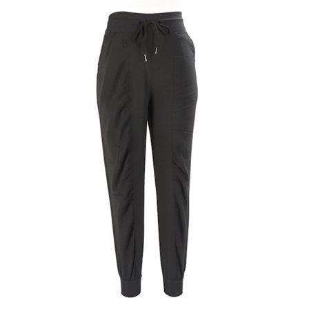 Løpebukser i polyester med snøring i livet, hurtigtørkende og pustende treningsbukser, olivengrønn, S