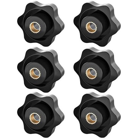 M8 Klämhandtag, Stjärnmutter, Räfflad Gänga, 6-pack - Kompatibel med Mekanisk, Möbel- och Elektronisk Utrustning