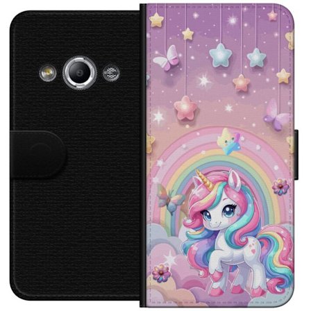 Kompatibelt Lommeboketui til Samsung Galaxy Xcover 3 Magisk enhjørning med regnbue manke, stjerner og sommerfugler mot en pastellhimmel med skyer