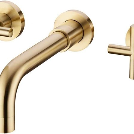 Børstet guld vægmonteret håndvaskarmatur 2. KLB