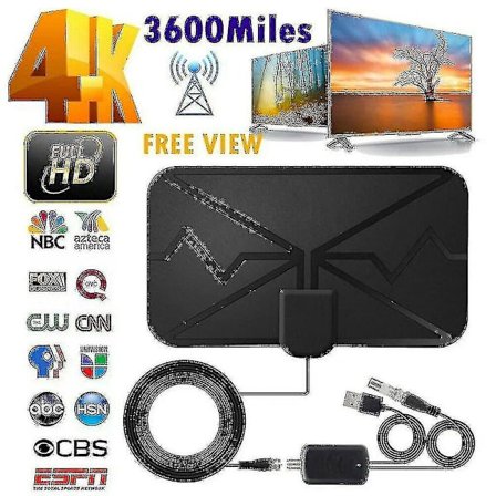 3600 Mailin TV-antenni, päivitetty uusin HD-sisäantenni, vahvistettu, 4K 1080p