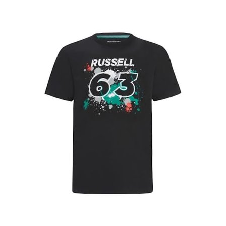 T-shirt Herr Svart - Mercedes AMG Petronas - George Russell 63 - Korta Ärmar - Andningsbar
