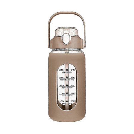 64 oz glassvannflasker med sugerør, glassflaske med silikonhylse og tidsmarkør, for treningsstudio Hom_Spesielle gaver