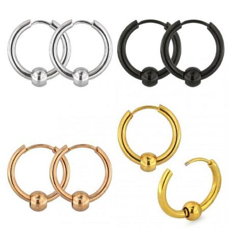 1par 10 Mm Hoops Örhängen I 316l Kirurgiskt Stål Med Kula 4 Guld