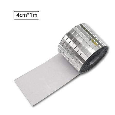 Discokugle DIY Glasspegelklistermærker Vægklistermærker Selvklæbende Sølv 4*100cm Sølv Silver 4*100cm