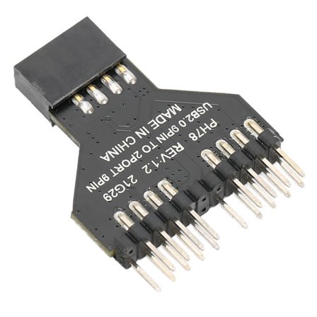 USB 2.0 9-pin till dubbel 9-pin RGB-fläktadapter