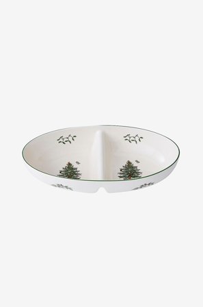 Spode - Tarjoilukulho Christmas Tree Large Divided Server - Valkoinen - Tarjoilu- & salaattikulhot - - Homeroom