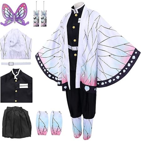 Demon Slayer Anime Kostymer for Kvinner Menn, Kimono Cosplay Kostyme med Tilbehør for Voksne, Anime Halloween Kostymer