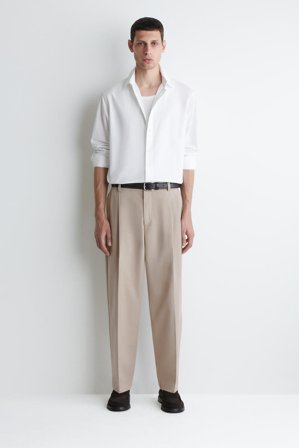 COS Homme Chemise Décontractée En Popeline De Coton Pima in Blanc