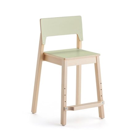 Hochstuhl LOVE, H 500 mm, Birke, grünes Laminat