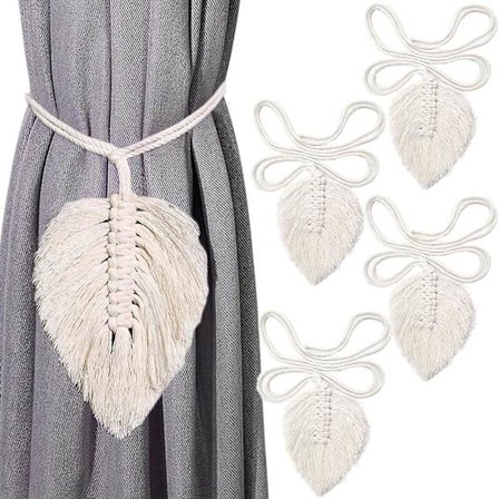 4-pack vävda fransar i bomull för gardiner