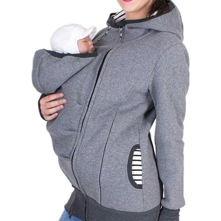 3 i 1 Multifunktionell Känguruhuvtröja för Gravida Kvinnor och Mammor S