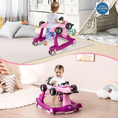 4 i 1 gåstol hopfällbar gåstol med justerbar höjd 15 kg lastkapacitet lila