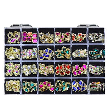 AB Nagel Kristall Strass, 3D Nagel Diamanter Glas Metall Naglar Ädelstenar Smycken Stenar för DIY Hantverk Nagelkonst Dekorationer