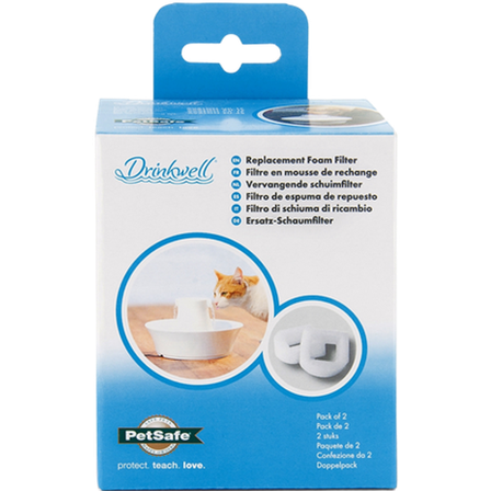 Drinkwell - Erstatningsskumfilter i keramikk og rustfritt stål, hvit 2-pk. - Katt - Matplass og vannfontener for katt - Vannautomater for katt - 
