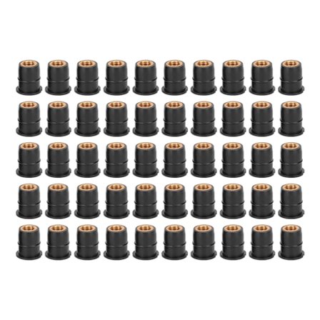 50 stk. Gummimutter M6x0,8 mm Modifikasjon for Motorsykler ATV-er Vindskjermer Karosseri