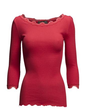 Silk T-Shirt Boat Neck Regular W/Vi T-shirts & Tops Long-sleeved Punainen Rosemunde