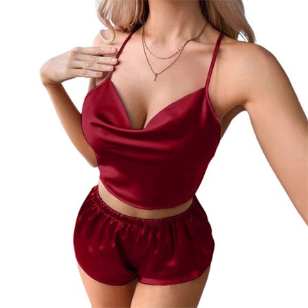 Dam Sexiga Nattkläder Crop Straps Toppar och shorts Sovkläder Bodydoll - stock