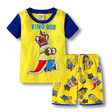 4-7 År Børn Drenge Piger Minions Tegneserie Pyjamas Kortærmet T-Shirt Shorts Sæt Sommer Loungewear Nattøj Sæt
