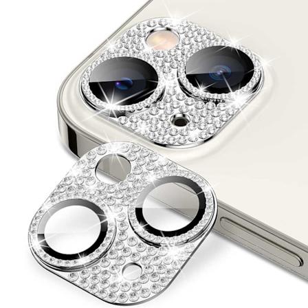iPhone 13/13 Mini kamera beskyttelse Hærdet glas diamant sølv sølv