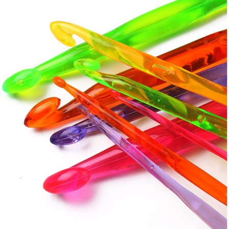 Sett med 9 akryl heklenåler 3mm-12mm Flerfarget heklenåler