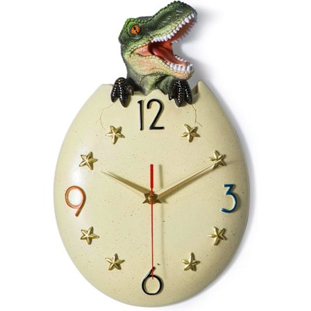 Veggklokke for barn, dinosaur-egg veggklokker for stue og soverom