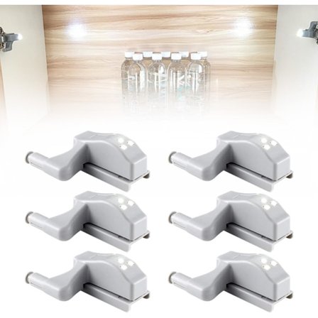 LED Hængselbelysning, Garderobebelysning LED Hængselsensorlampe Natlampe Garderobeskab Garderobenatlampe (Hvidt lys, 6 stk.) [Energiklasse A]