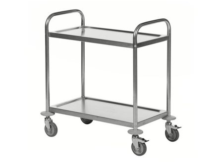 Rullbord 2 hyllplan Rostfri - Lyreco - Emballage och lagerutrustning - Lagerutrustning - Vagnar